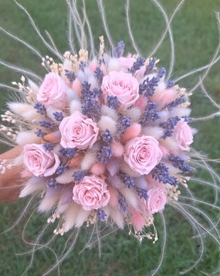 Buchet mireasa/ nașa trandafiri și lavanda