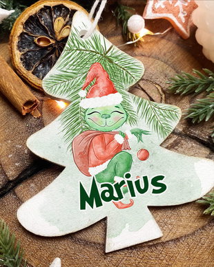 Glob Craciun Personalizat din Lemn - Grinch