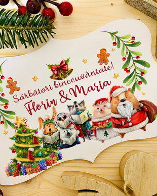Placuta Decorativa Personalizata Craciun - Jingle Bears