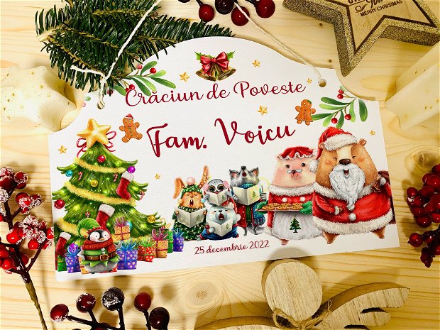 Placuta Decorativa Personalizata Craciun - Jingle Bears