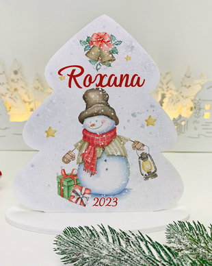 Decoratiune Bradut de Craciun Personalizata - Magic Snowman