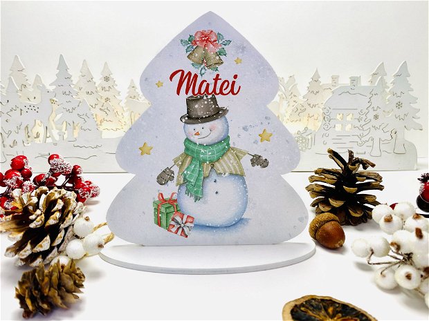 Decoratiune Bradut de Craciun Personalizata - Magic Snowman