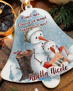 Glob Craciun Personalizat din Lemn - SnowMania - Family