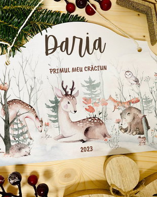 Placuta Decorativa Personalizata de Craciun - Scandinavian Forest
