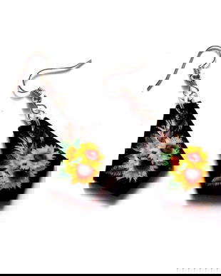 cercei lemn cu floarea soarelui 43560