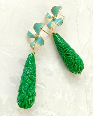 Cercei Vintage coral verde