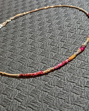 Colier argint safir galben rubin gradient nuante degrade  rubin baroc minimalist boho chic trendy fashionable - Transport gratuit