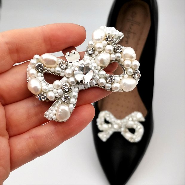 Accesorii pantofi, multifuncționale - White Pearl Bows