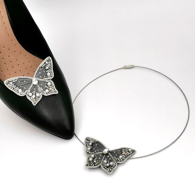 REZERVAT - Accesorii pantofi, multifuncționale - Lovely Gray Butterfly