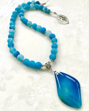 Colier agate Frost albastre