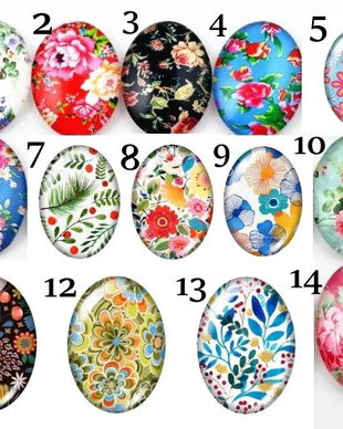 Cabochon 18x25mm flori