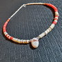 Colier argint coral natural sidef jasp perle de cultura naturale heishi discuri aspect vintage boho chic trendy - Transport gratuit