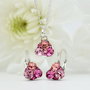 Set cercei si pandantiv Swarovski Trio Chaton pentru fetite  Argint 925