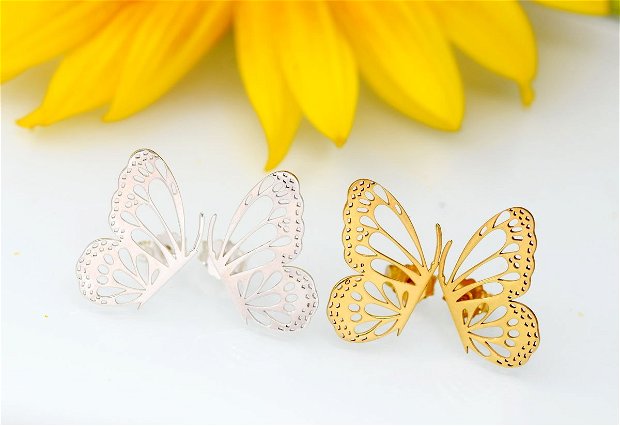 Cercei Butterfly Wing / Aripă de Fluture  Argint 925 placat cu aur