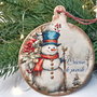 Decoraiune din lemn, in forma de glob, personalizata, pentru bradul de Craciun