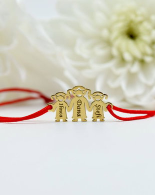Bratara reglabila Personalizata / My Family / Argint 925 placat cu aur