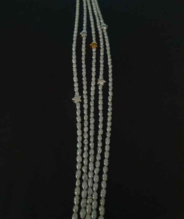 Colier perle naturale si steluta argint