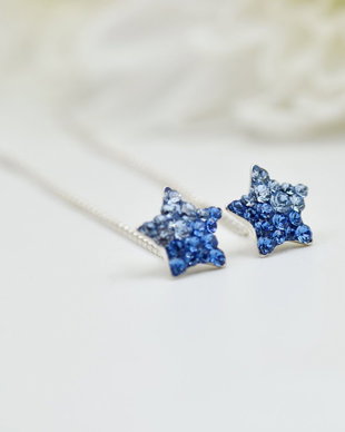 Cercei Swarovski / Stea / Steluta / Stars cu lantisor  Argint 925