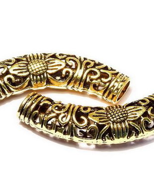 Distantier tubular, auriu antichizat, 55x12x8.5 mm