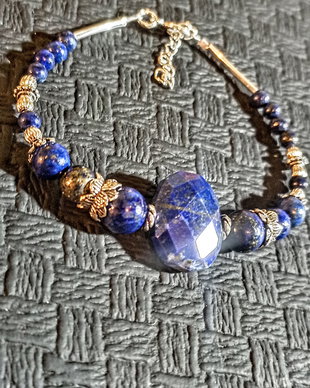 Bratara argint lapis lazuli boho chic romantic clasic trendy-Transport gratuit
