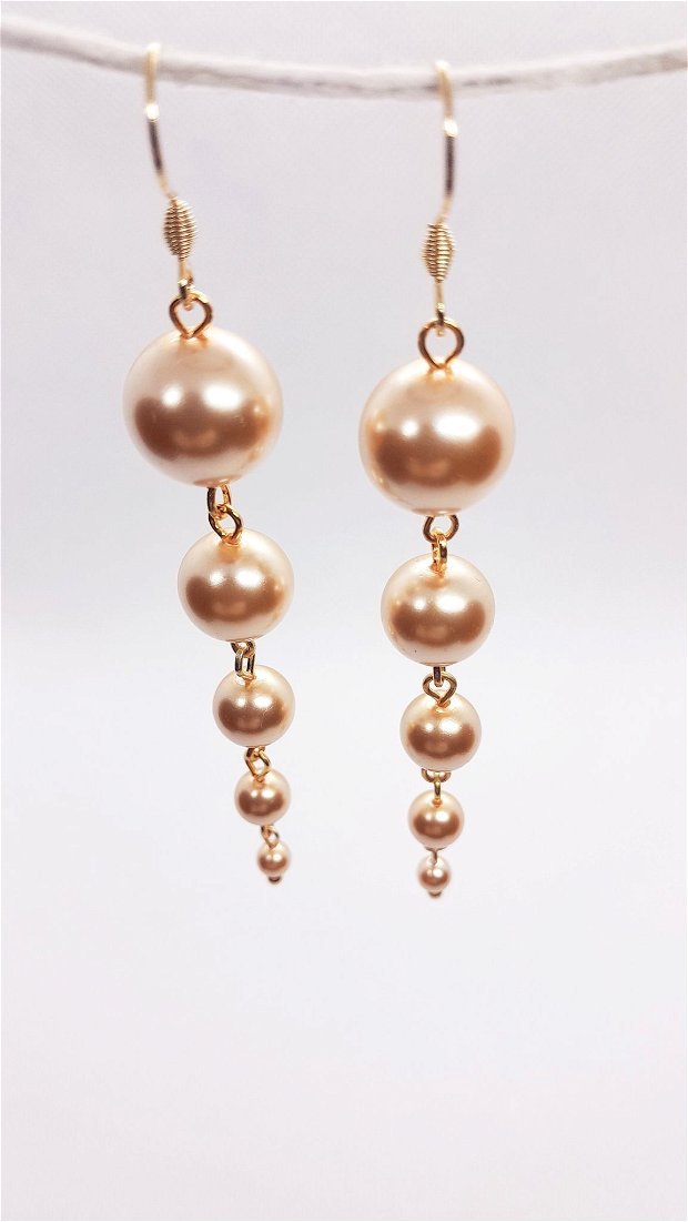 Cercei din perle Preciosa - crem roz auriu