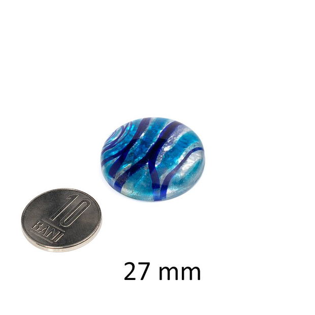 Cabochon Lampwork cu foita argintie, 27 mm, M-30