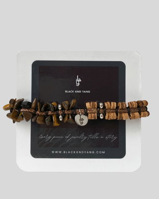 Bratara barbati Brown Basic - Ochi De Tigru Si Lemn De Cocos