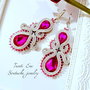 Cercei soutache fucsia-gri