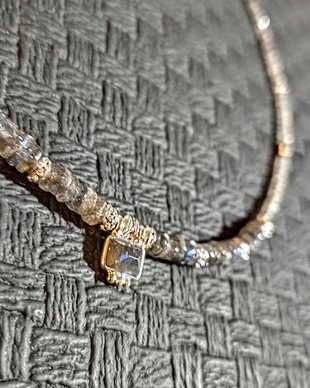 Colier argint labradorit obsidian charm heishi minimalist boho chic trendy -Transport gratuit