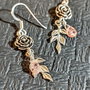 Cercei argint turmalina roz briolete flori frunze boho chic trendy fadhionable -Transport gratuit