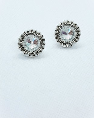 Cercei cu cristal rivoli Swarovski - alb argintiu transparent