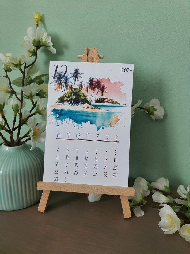 Calendar 2024 birou cu mini sevalet, exotic moments