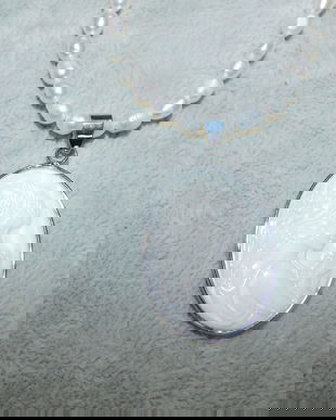 Colier foarte fin perle naturale , pandant superb sidef, noi