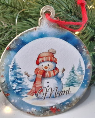 Decoratiune dib lemn, in forma de glob, personalizata, pentru bradul de Craciun