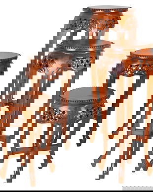 Set patru masute din lemn mahon