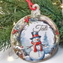decoratiune din lemn, in forma de glob, personalizata, pentru bradul de Craciun