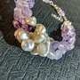 Bratara argint X3 ametist lavender perle naturale de cultura freeform baroc boho chic trendy -Transport gratuit