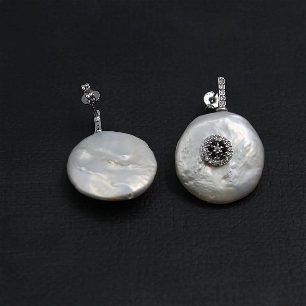 Cercei din perle moneda cu aplicatii cristale