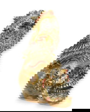 Statueta STEAMPUNK cu un craniu cu o bufnita