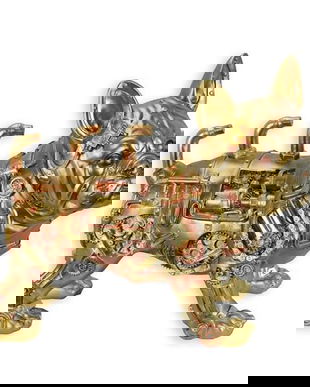 Buldog-statueta STEAMPUNK din rasini