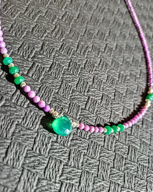Colier argint fosfosiderit onix verde jad brioleta minimalist boho chic trendy -Transport gratuit