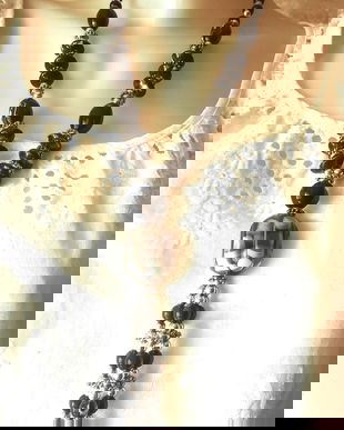 Colier lung negru argintiu