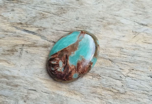 Cabochon aqua terra jasper si bronzit, 40x30x7.5 mm