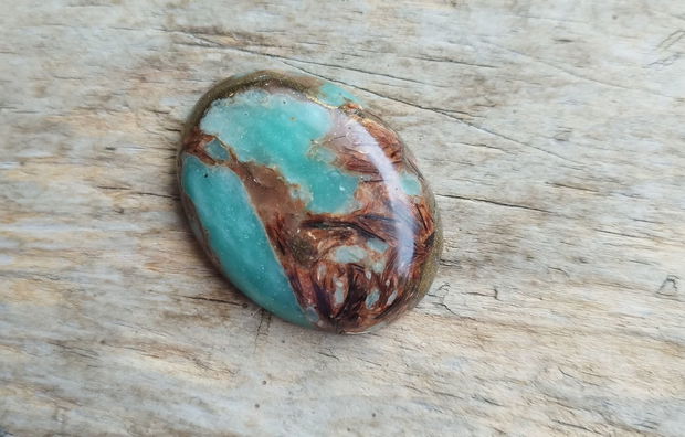 Cabochon aqua terra jasper si bronzit, 40x30x7.5 mm