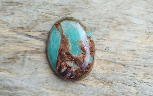 Cabochon aqua terra jasper si bronzit, 40x30x7.5 mm