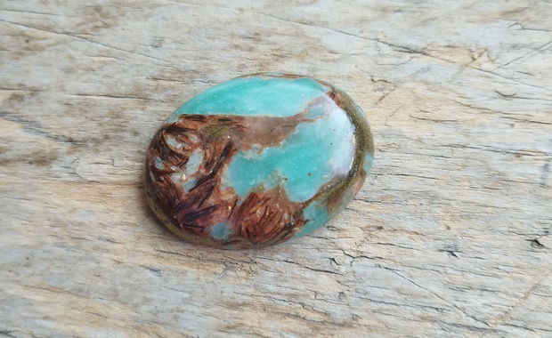 Cabochon aqua terra jasper si bronzit, 40x30x7.5 mm