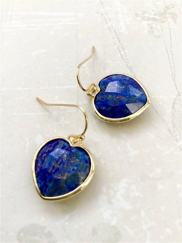 Cercei inima lapis lazuli & alama aurita