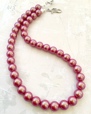 Colier perle Swarovski rosii