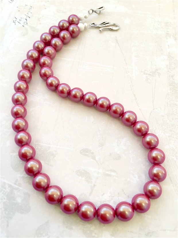 Colier perle Swarovski rosii