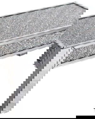 Masuta cafea din lemn masiv argintiu cu oglinda